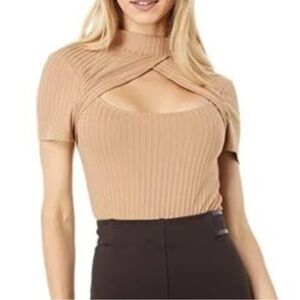 BCBG Max Azria Carmel brown Knit Top Revolve Size XS